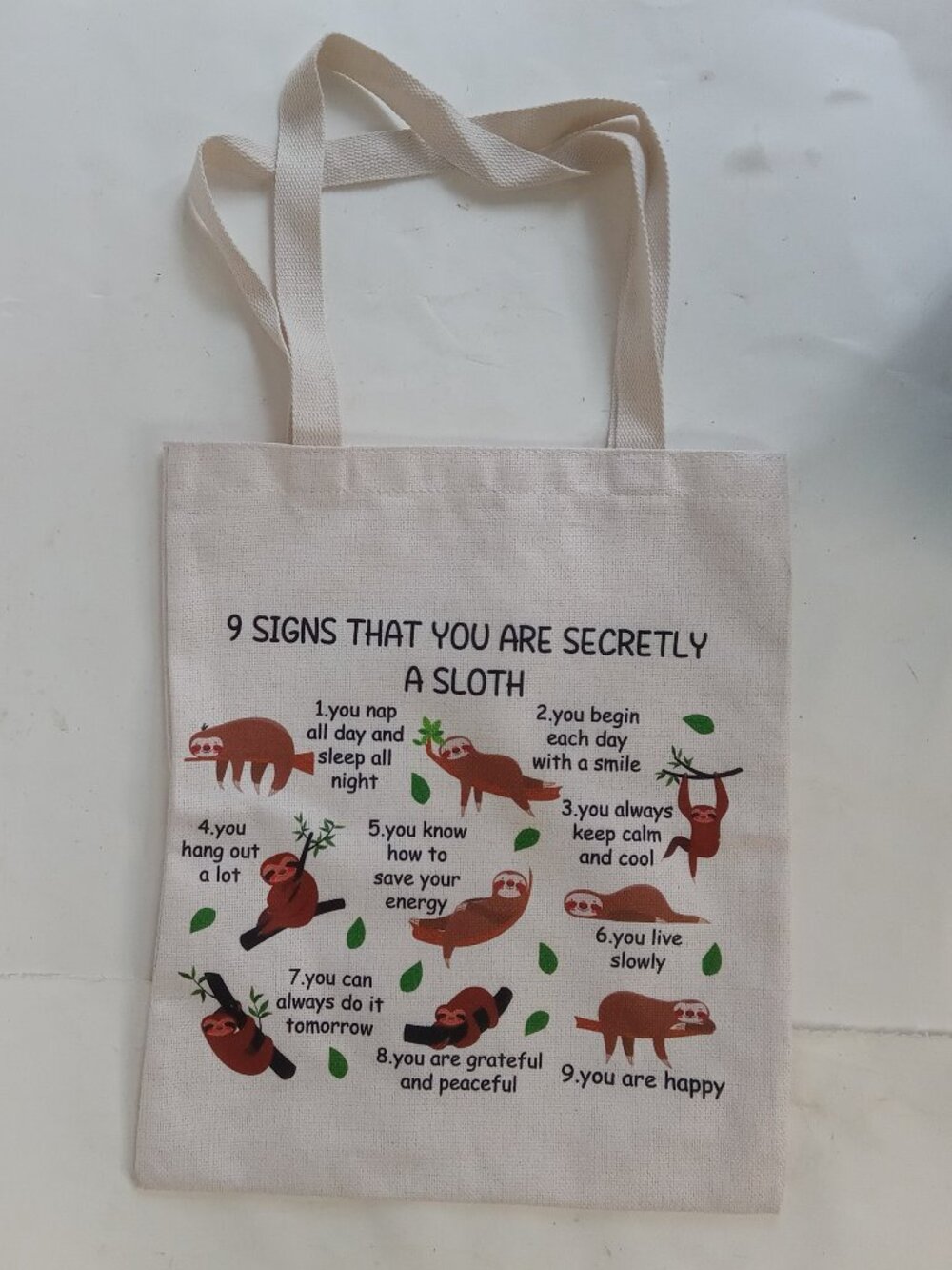 Share 9 Signs That You Are Sloth Tote Bag Natural Cotton Tote Bag Shoulder